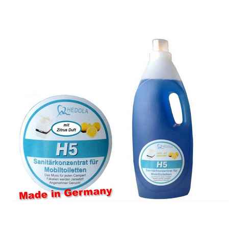 BlueCraft H5 Sanitärflüssigkeit 2 Liter für mobile Camping-Toiletten Reinigungskonzentrat (1-St. WC Tank-Zusatz für Fäkalientank Sanität-Zusatz Citrusfrische)