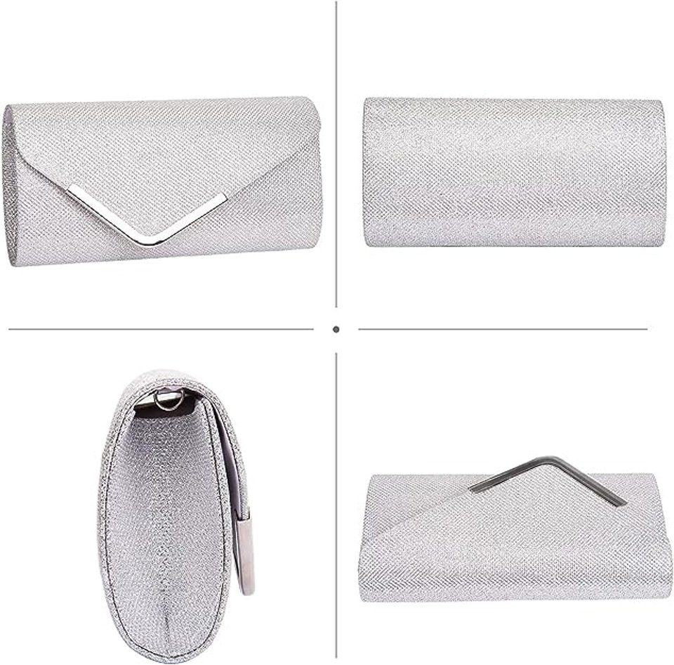 Coonoor Abendtasche Damen Glitzer Abendtasche Umschlag Clutch Kette Abnehmbar (1-tlg), Einfach und großzügig