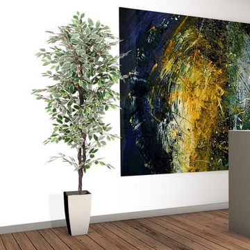 Kunstbaum Weißer Ficus Benjamin Birkenfeige Kunstpflanze Baum Künstlich 180 cm, Decovego