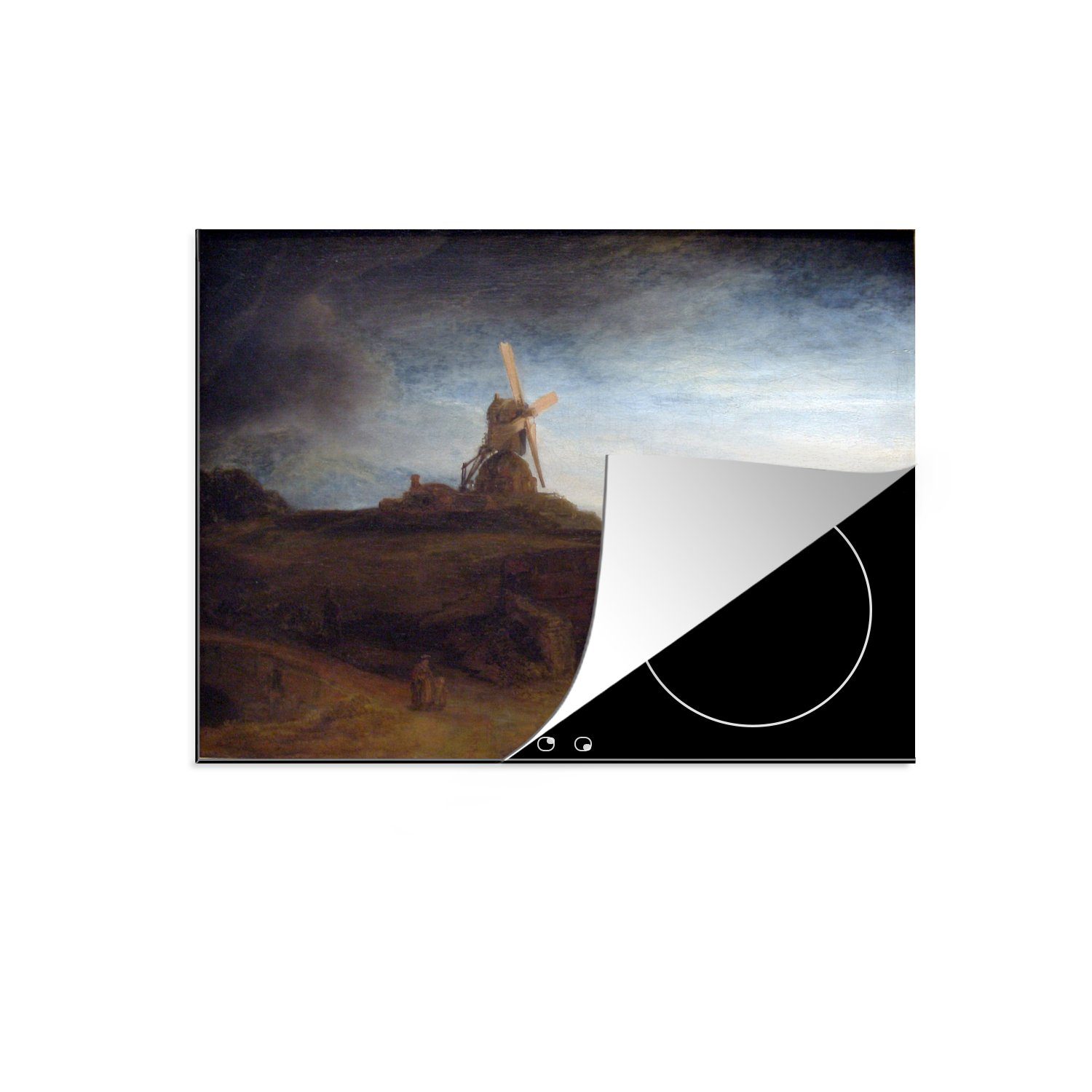 Ceranfeldabdeckung Vinyl, tlg), 59x52 MuchoWow (1 für Herdblende-/Abdeckplatte - cm, Die küche, Rembrandt die Rijn, Induktionsmatte Mühle van