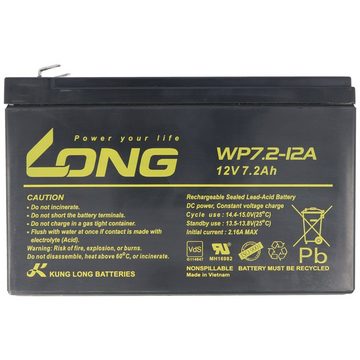 Kung Long 4.8mm Kung Long WP7.2-12A 12Volt 7,2Ah Faston 4,8mm Steckkontakte VdS Akku