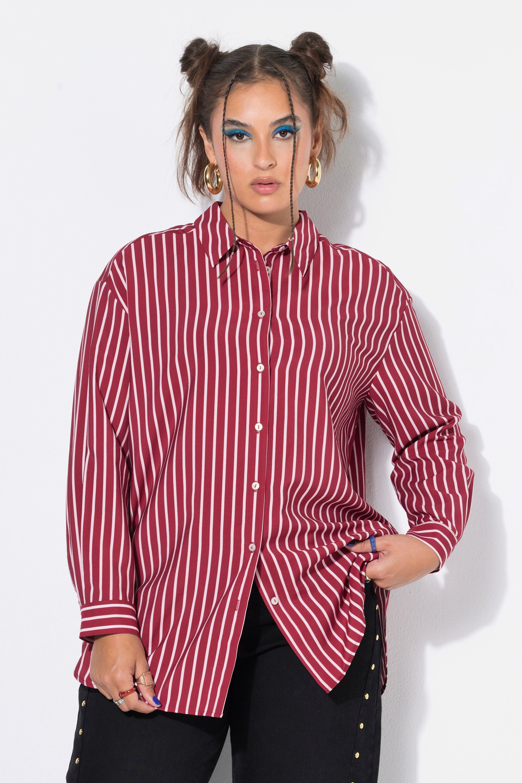 Studio Untold Hemdbluse Streifenbluse oversized Krepp Langarm