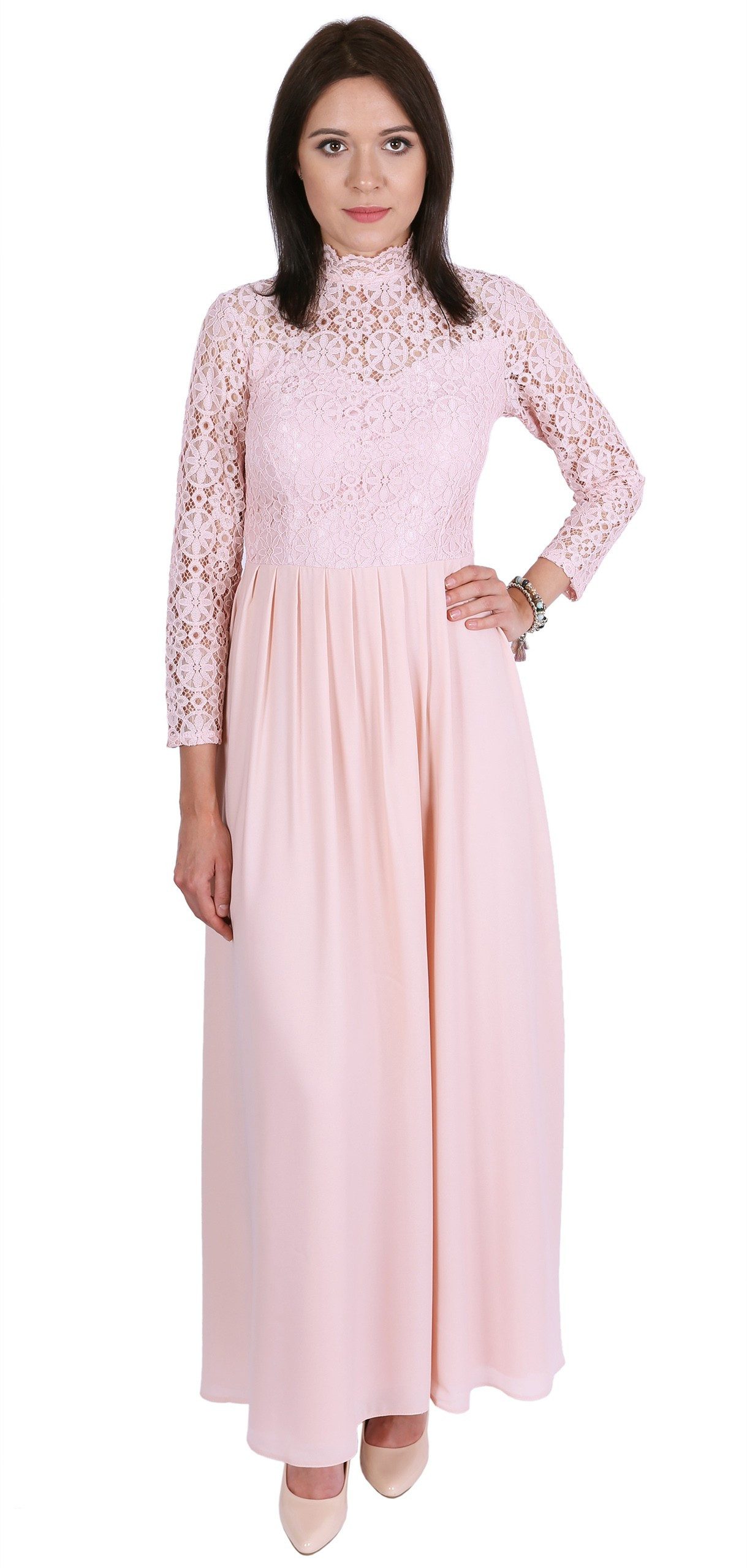 Sarcia.eu Maxikleid John Zack Lachsfarbenes Maxikleid mit 3/4-Ärmeln S