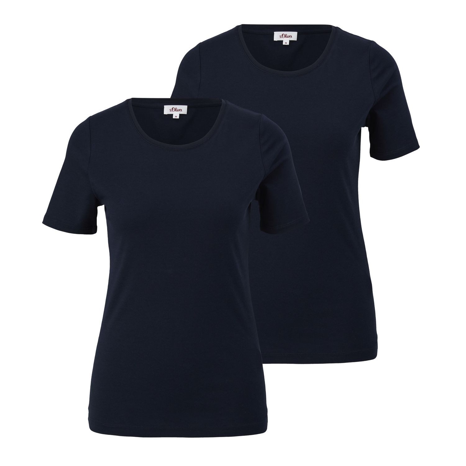 s.Oliver T-Shirt Basic aus softer Single-Jersey Qualität, Slim Fit, 2 Stück