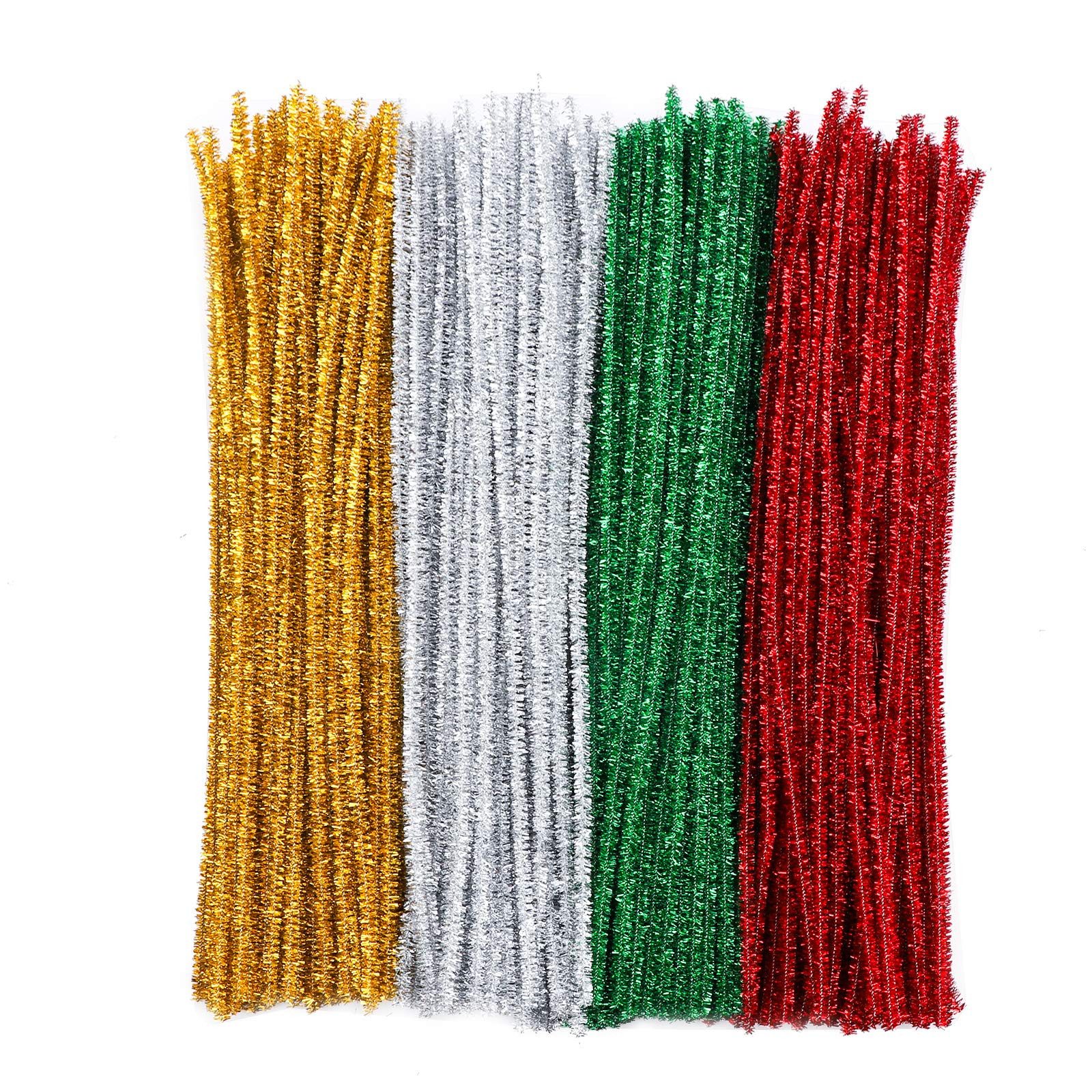FOUORTUNATE-BEE Draht 400 Stück Pfeifenreiniger Chenilledraht Weihnachten Chenille Stiele, (Glitzer Biegeplüsch Basteldraht Pfeifenputzer Werkzeugset DIY Basteln, 400St), Halloween Weihnachtsdekorationen
