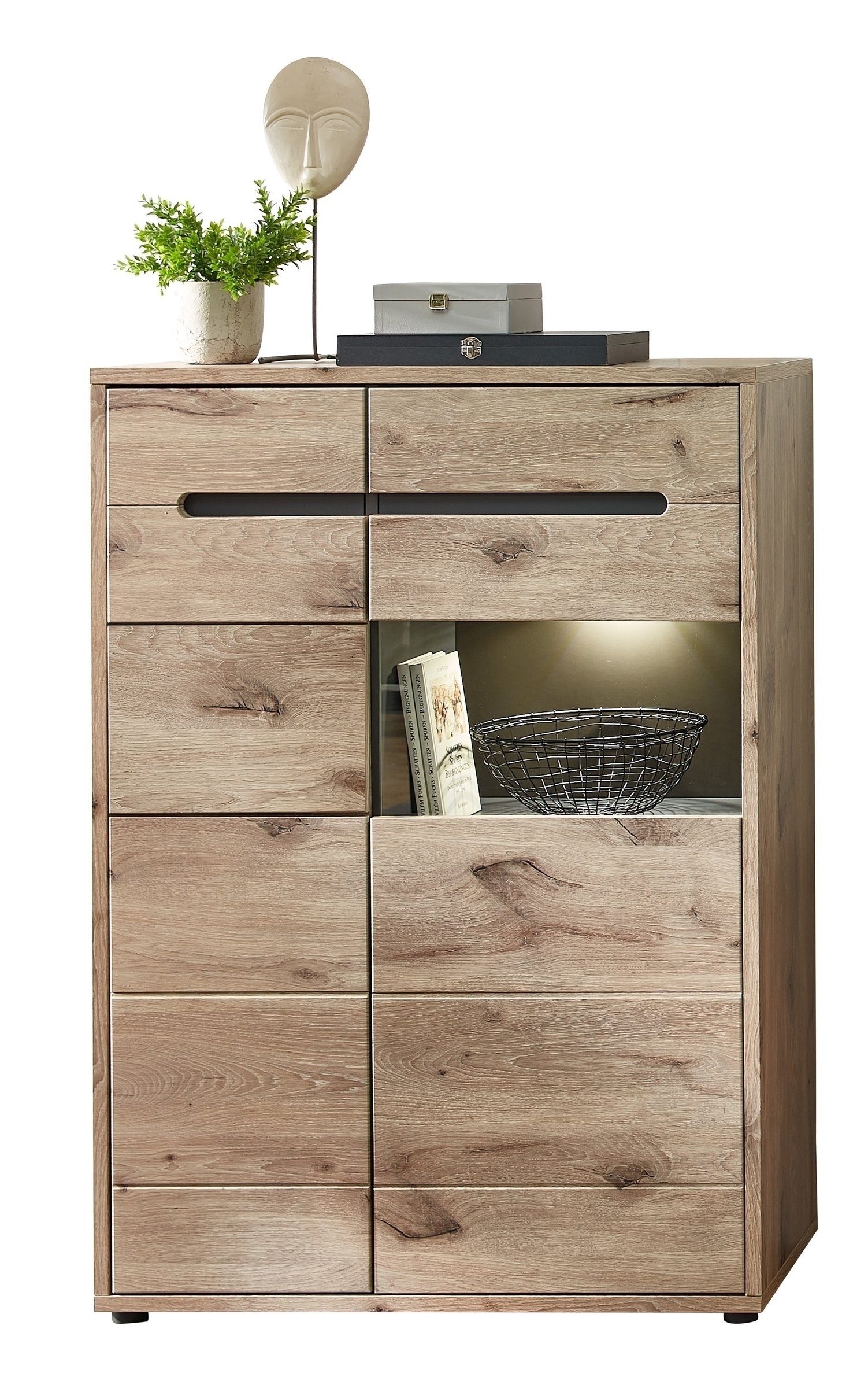 Innostyle Wohnwand in Viking Oak Dekor, MDF, Spannplatte - 309x185x44cm (BxHxT)