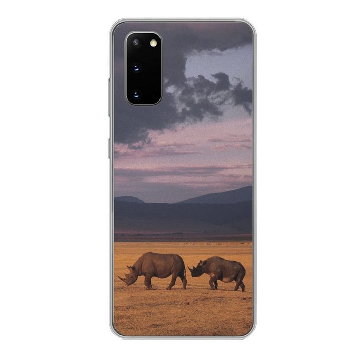 MuchoWow Handyhülle Nashörner - Safari Phone Case Handyhülle Samsung Galaxy S20 Silikon Schutzhülle