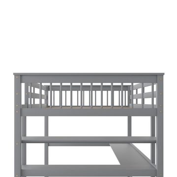 Merax Etagenbett 140x200cm mit Rausfallschutz und Lattenrost, Hochbett mit Schreibtisch und Regal, Kinderbett aus Kiefer
