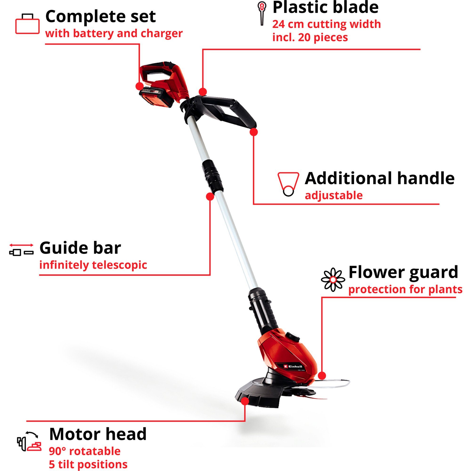 Einhell Akku-Rasentrimmer EINHELL Power X-Change Akku-Rasentrimmer GE-CT, (Li-Ionen Akku 2,0Ah)