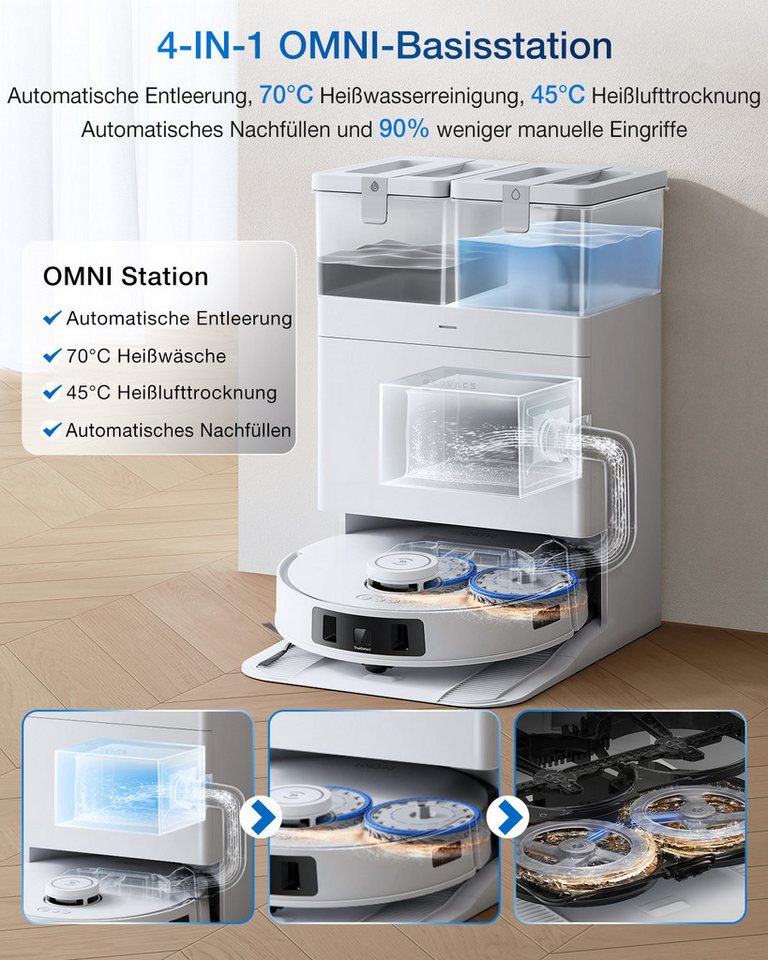 Thumbnail - ECOVACS Saugroboter DEEBOT T30C PRO Omni, 60,00 W, Saugroboter mit Wischfunktion, Mini Station Staubsauger Roboter, 12.8...