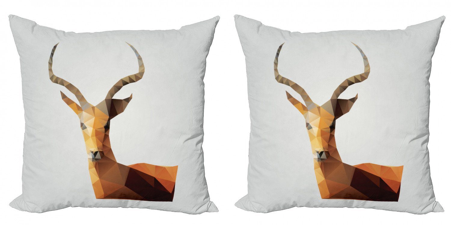Kissenbezüge Modern Accent Doppelseitiger Digitaldruck, Abakuhaus (2 Stück), Antilope Low Poly Tier Porträt