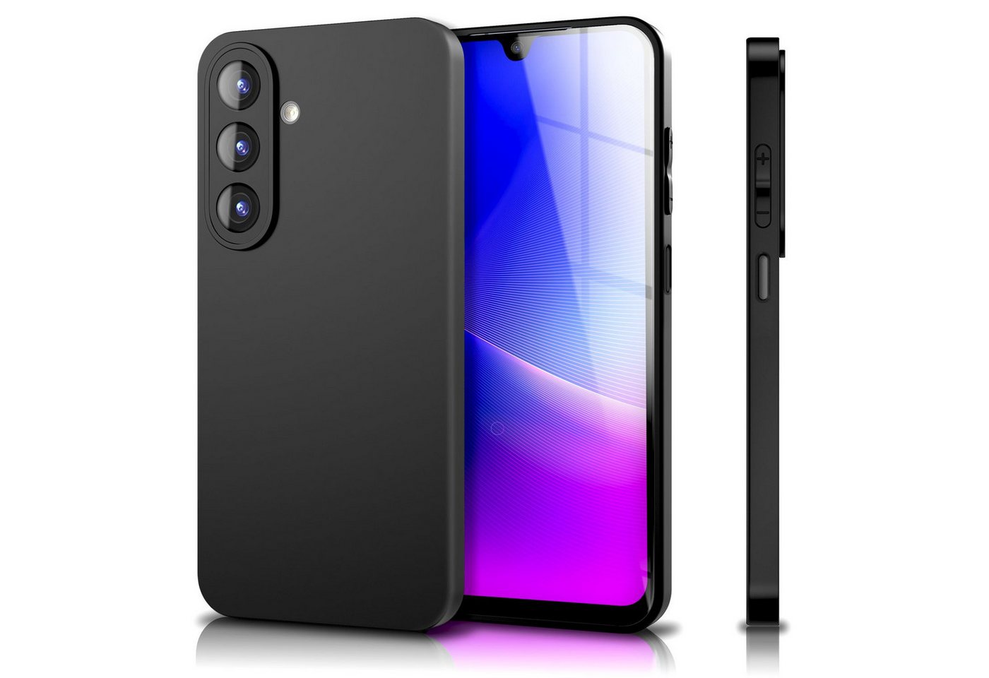 Nalia Smartphone-Hülle Samsung Galaxy A26 17 cm (6,7 Zoll), Blackout Look / 1,28mm Dünn / Staubschutz Kappen / Mattes TPU Silikon