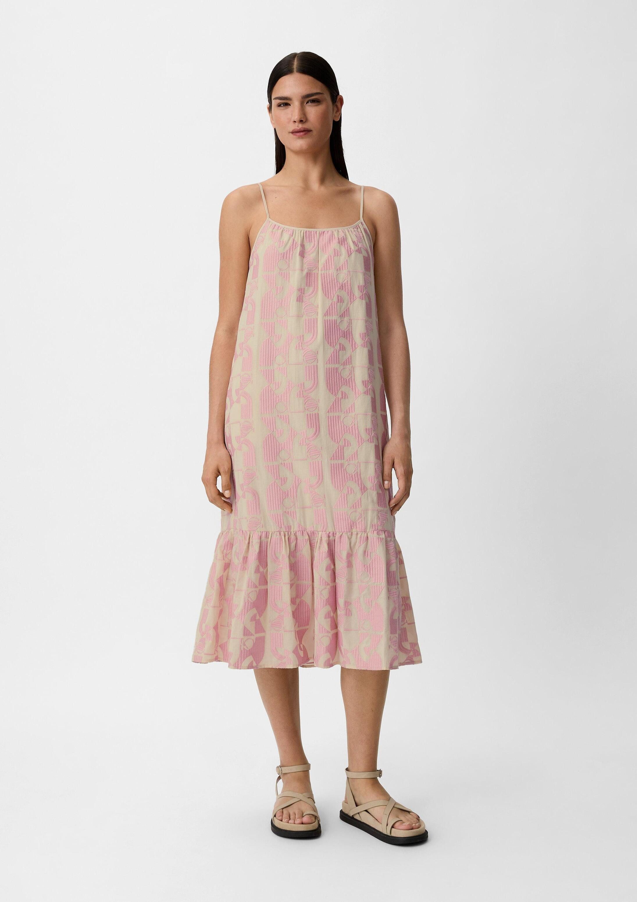 comma Midikleid Kleid Spaghettikleid mit Logo-Muster