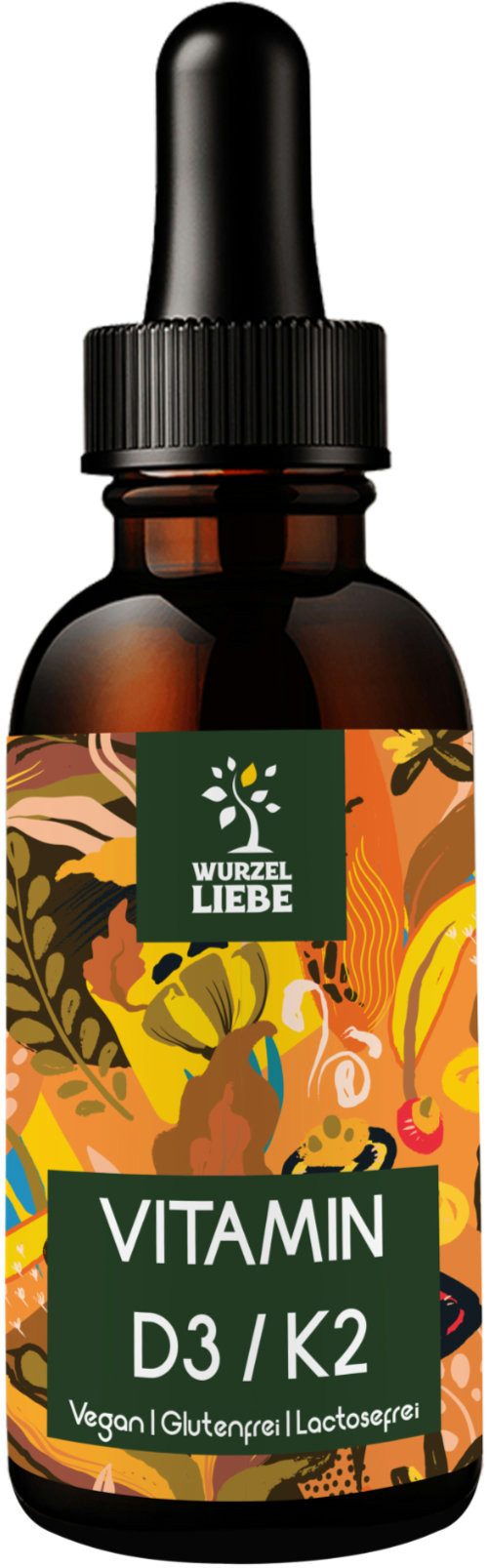 WURZELLIEBE Vitamin D3/K2 - 1000I.E. Vitamin D & 20µg Vitamin K2/ - MK7 Tropfen, 30 ml