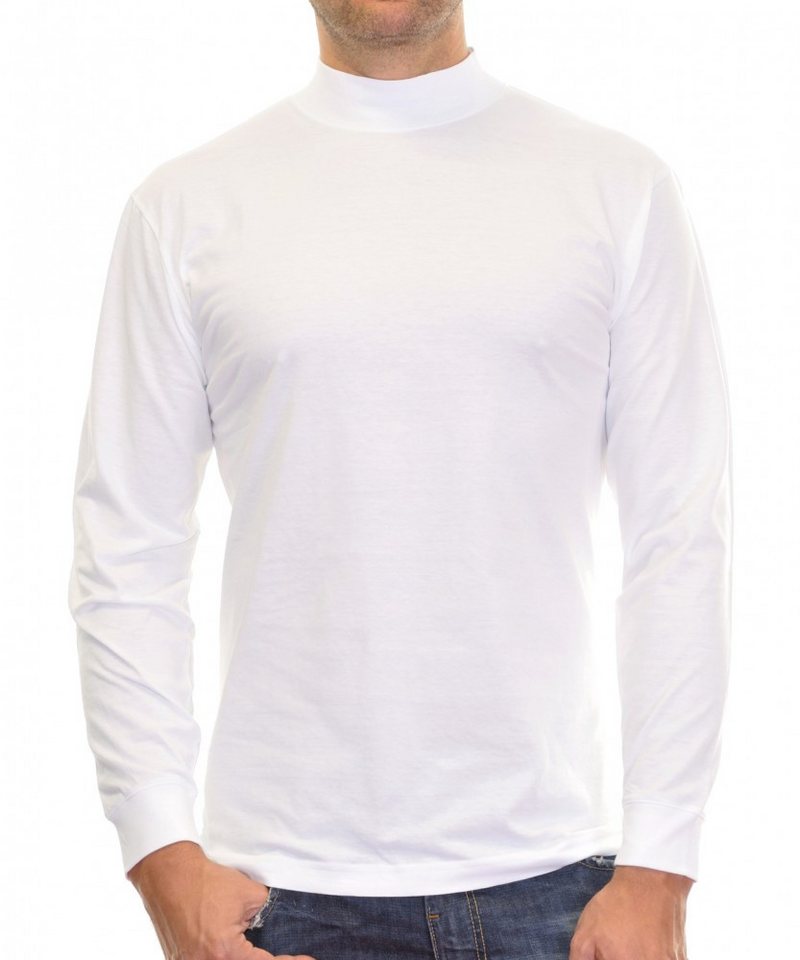 RAGMAN Langarmshirt RAGMAN Herren Shirt Langarm Stehkragen Single-Jersey Weiß