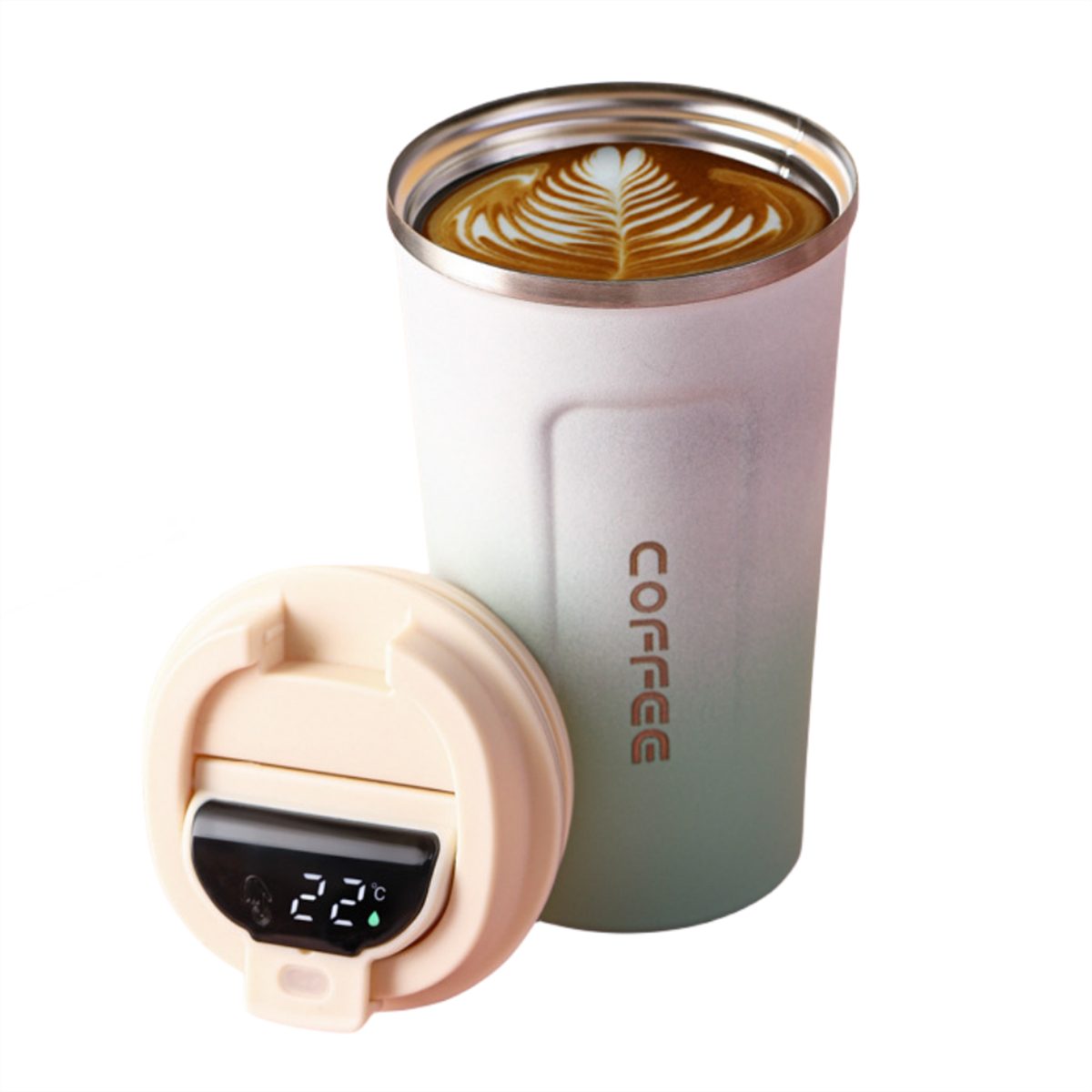und Weiß carefully Isolierung Thermobecher Autokaffeetasse der Intelligente selected Temperaturmessung