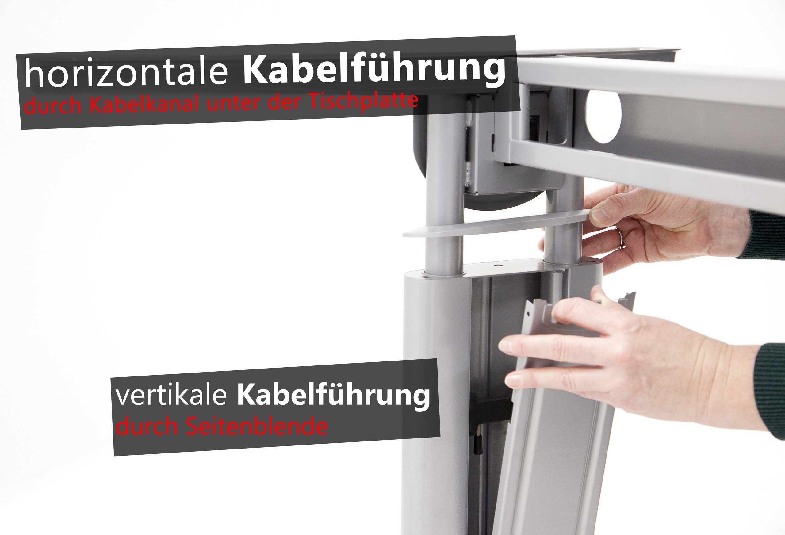 bümö Schreibtisch Schreibtisch Quadrat: Serie-U, 80 x Silbergrau 80 - - Gestell: Ahorn Dekor: cm