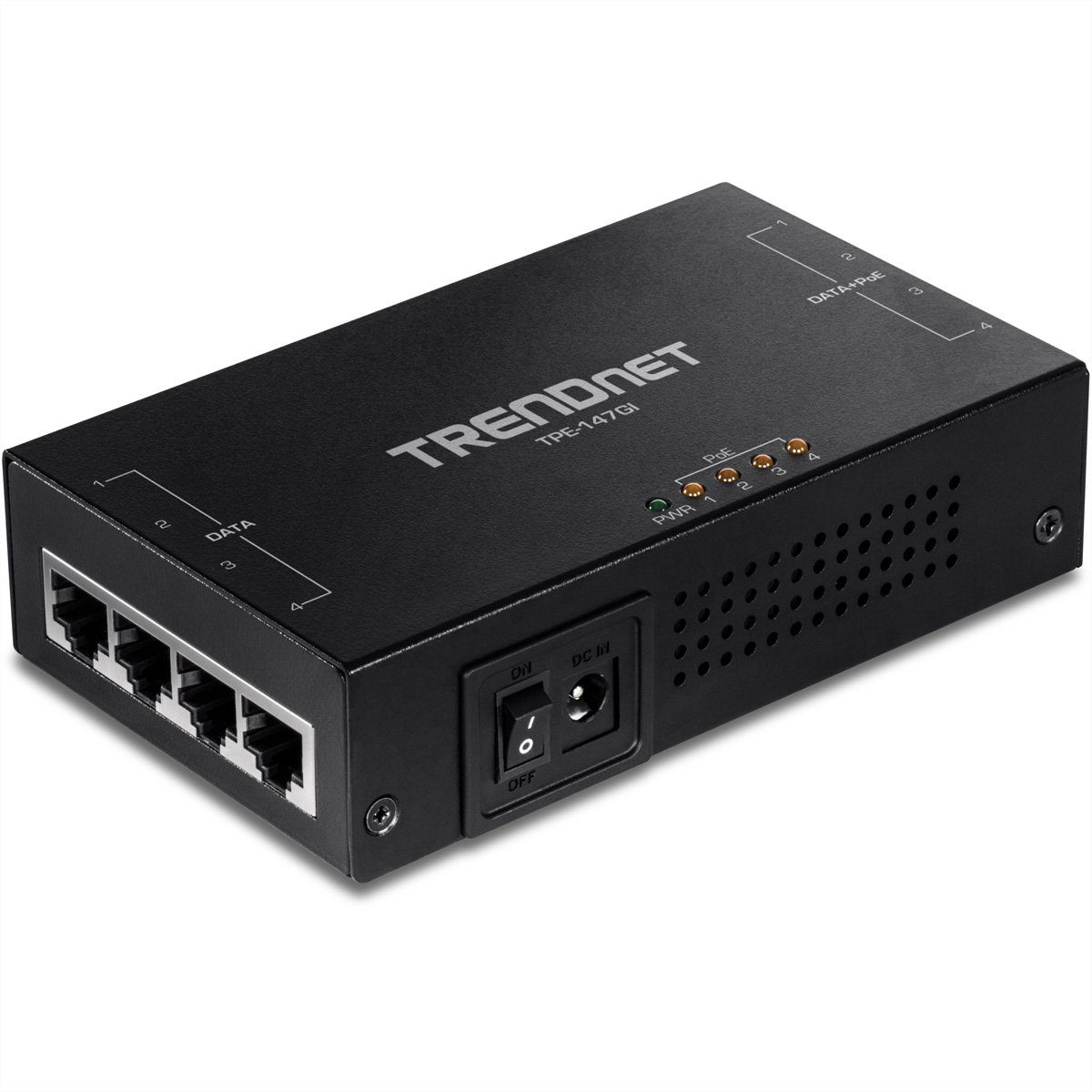 PoE+ Trendnet Netzwerk-Switch Gigabit Injektor 65W TPE-147GI 4-Port