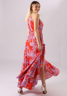 YC Fashion & Style Sommerkleid "Rotes Tropen-Maxikleid mit Vokuhila-Design"