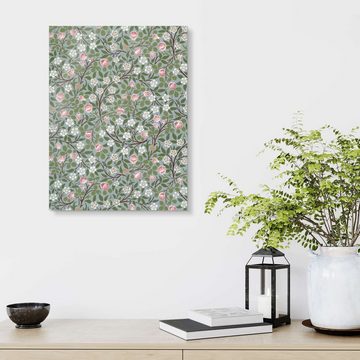 Posterlounge Acrylglasbild William Morris, Kleine rosa und weiße Blumen, Wohnzimmer Orientalisches Flair Grafikdesign