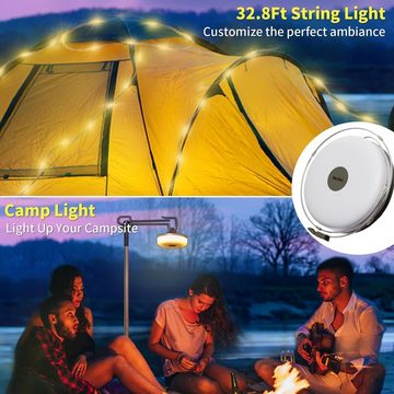 DESUO Lichterkette LED Lichterkette Campinglampe mit 5 beleuchtungsmodi Wasserdicht Hof