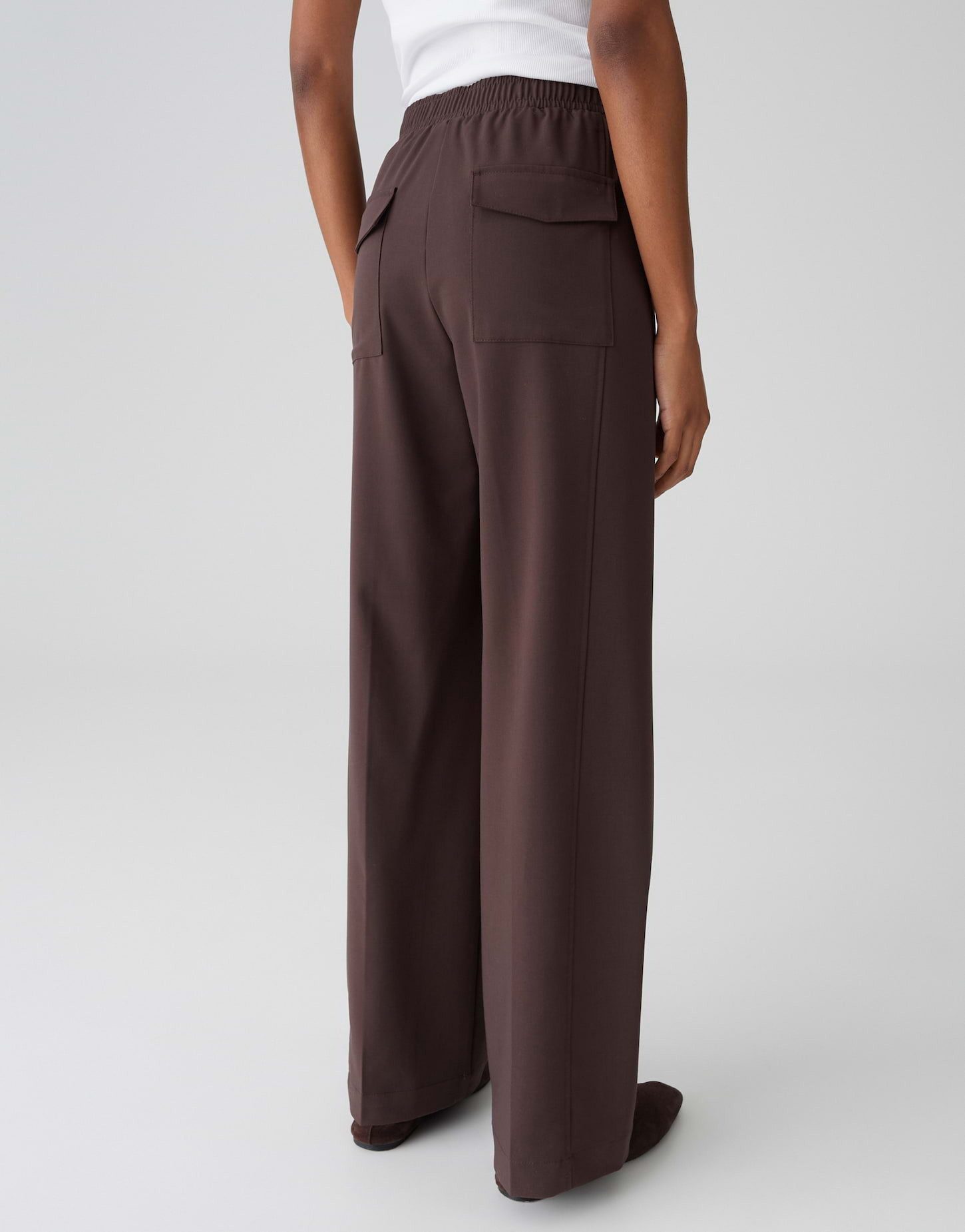 OPUS Stoffhose MELANE BLOOM Wide Leg Pants mit Komfortbund Elastischer Gummibund, Eingrifftaschen und fließender Fall