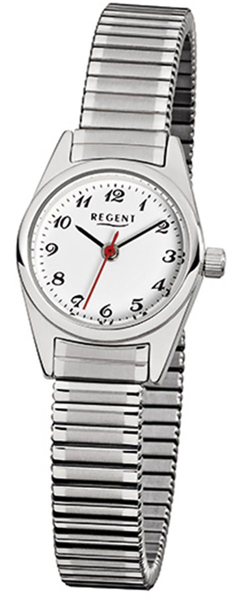 Regent Quarzuhr Regent Damen-Armbanduhr silber Analog F-270, Damen Armbanduhr rund, klein (ca. 22mm), Edelstahlarmband