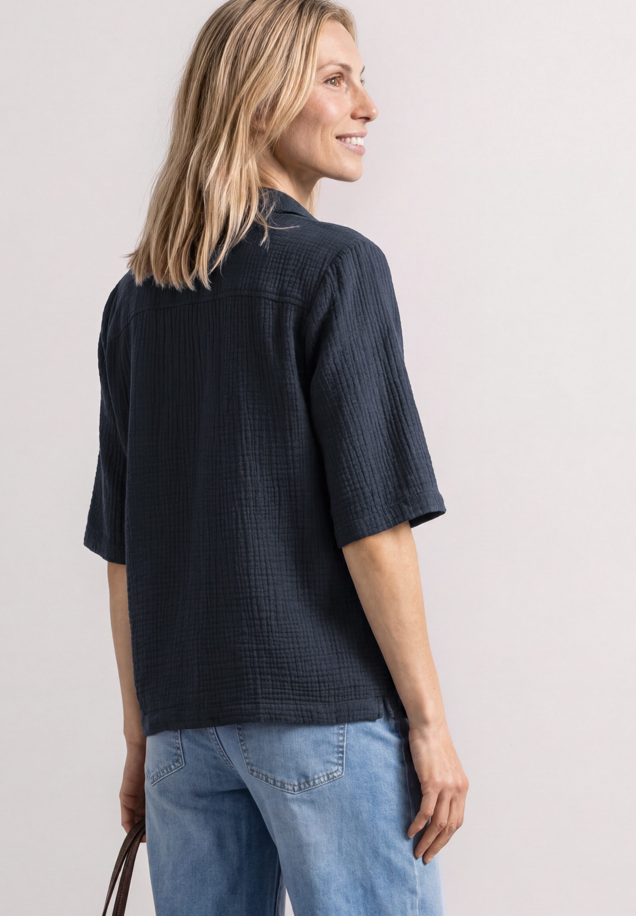 STREET ONE Hemdbluse Sommerbluse, hochwertiger Musselin aus Baumwolle