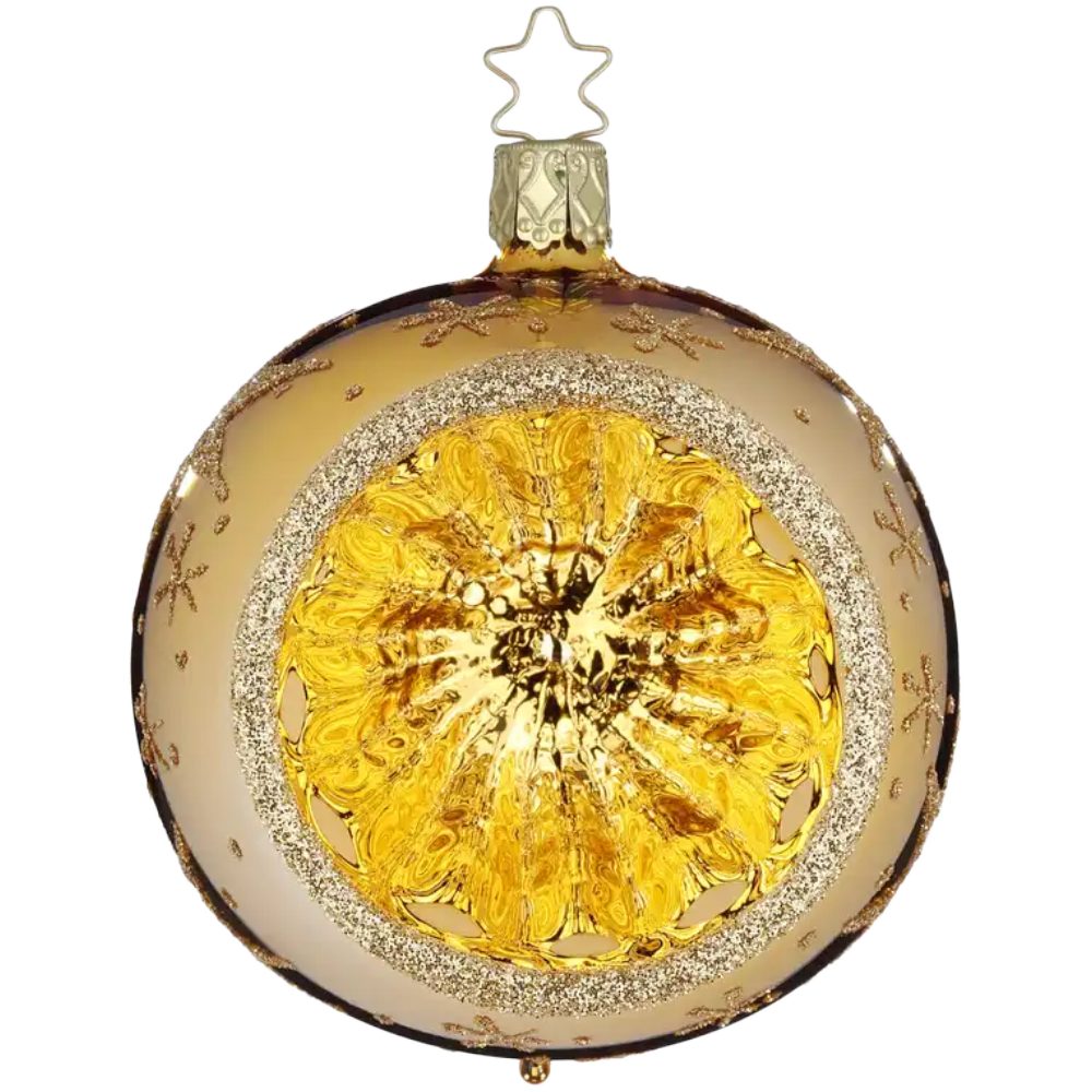 INGE-GLAS® Weihnachtsbaumkugel Reflexkugel Sternenhimmel, Ø 8cm, inkagold glänzend - Inge-Glas (2 St), mundgeblasen, handbemalt