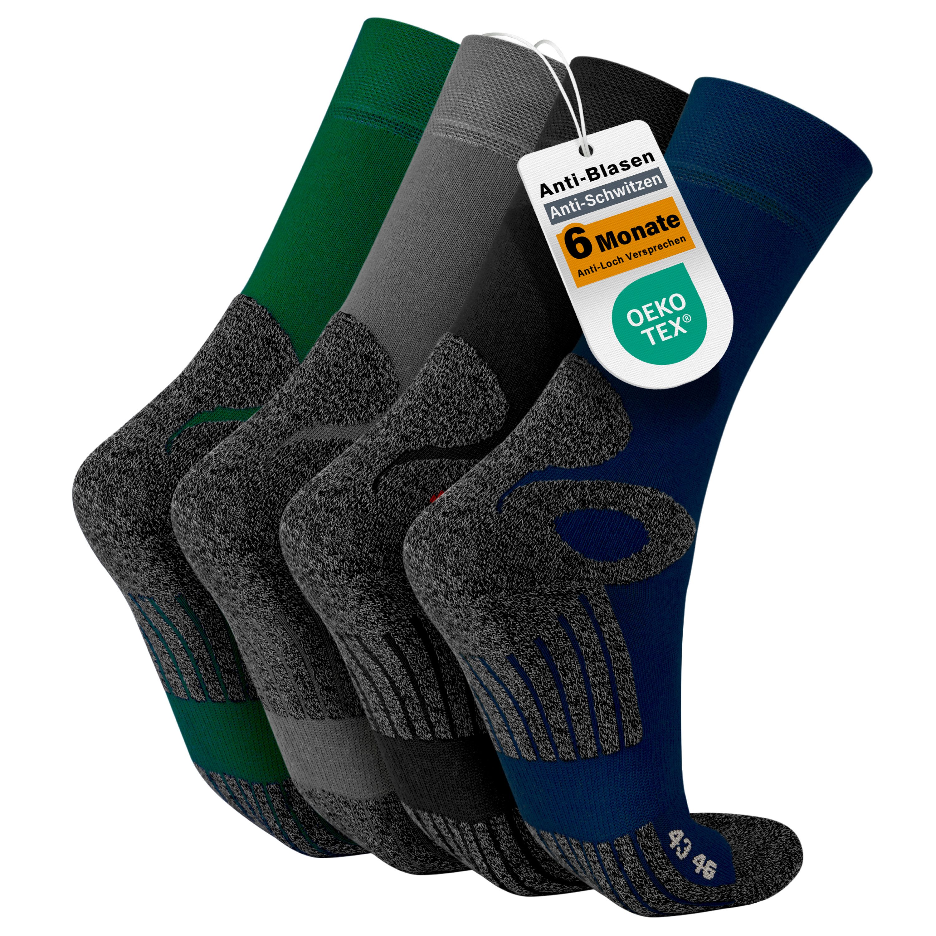 celodoro Arbeitssocken 4 Paar Wandersocken, Arbeitssocken & Sportsocken Anti-Schweiß
