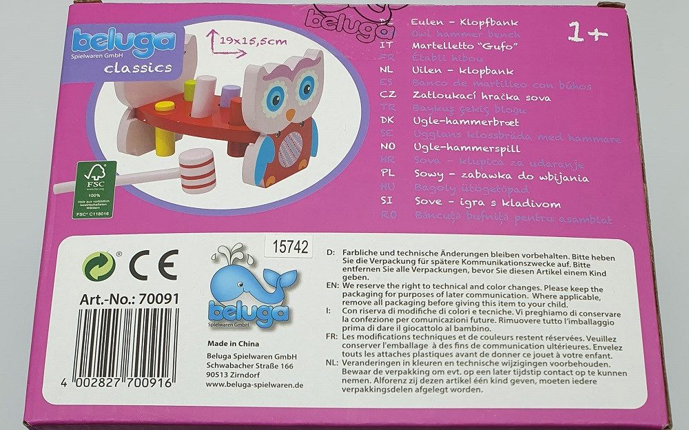Beluga Lernspielzeug Hammer Spiel Eulen-Klopfbank aus Holz / Motorikspiel, günstig online kaufen