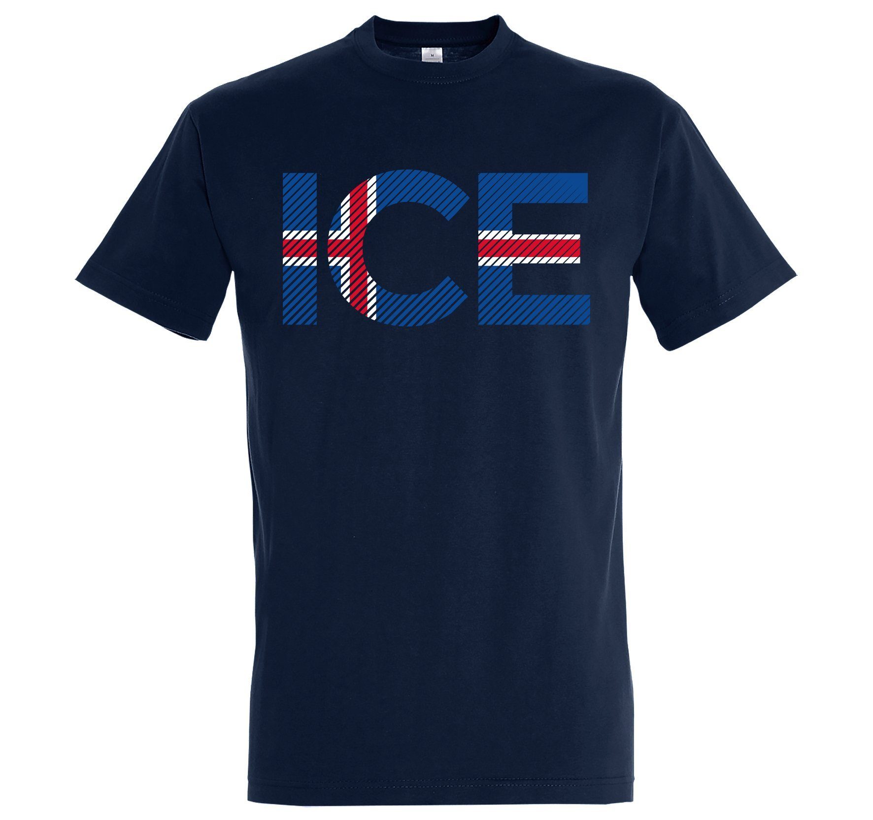 Höchste Qualität der Branche Youth Designz T-Shirt Iceland Herren Navy Fußball mit Look ICE T-Shirt Frontprint im