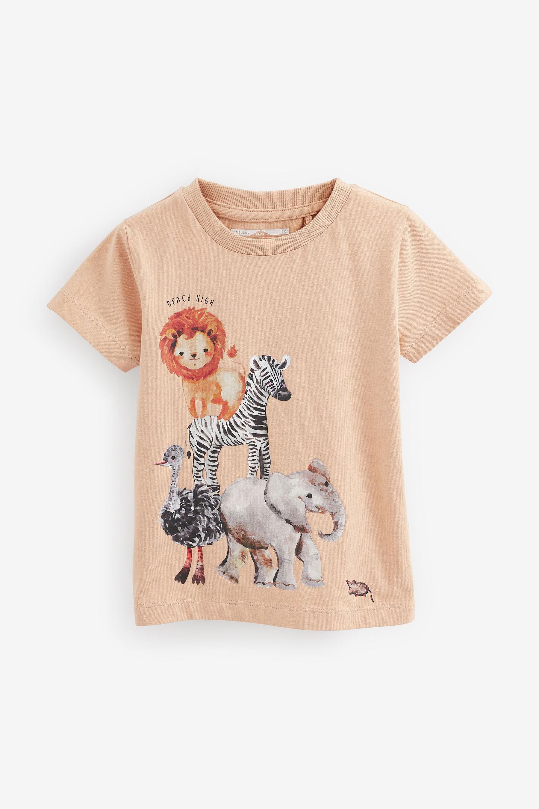 Next T-Shirt Kurzarm-T-Shirt mit Figurenmotiv (1-tlg) Peach Pink Safari