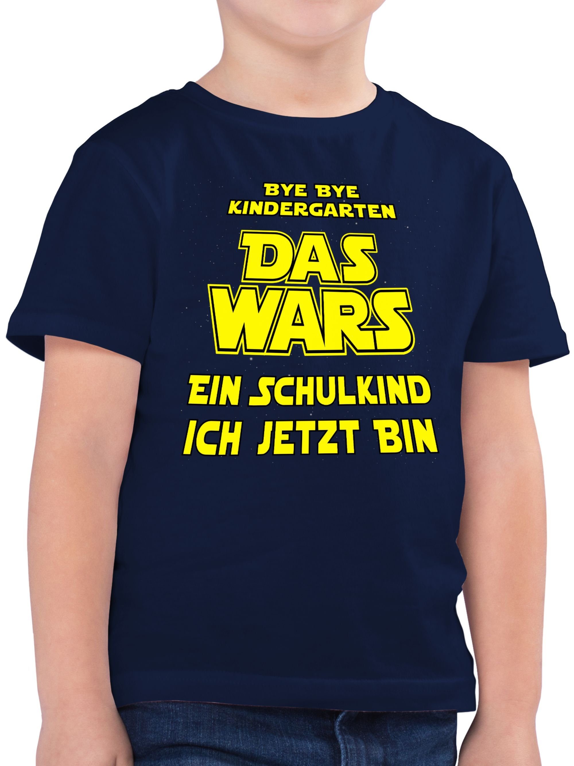 Shirtracer T-Shirt Bye bye Kindergarten - Das Wars - Ein Schulkind ich jetzt bin Einschulung Junge Schulanfang Geschenke 02 Dunkelblau