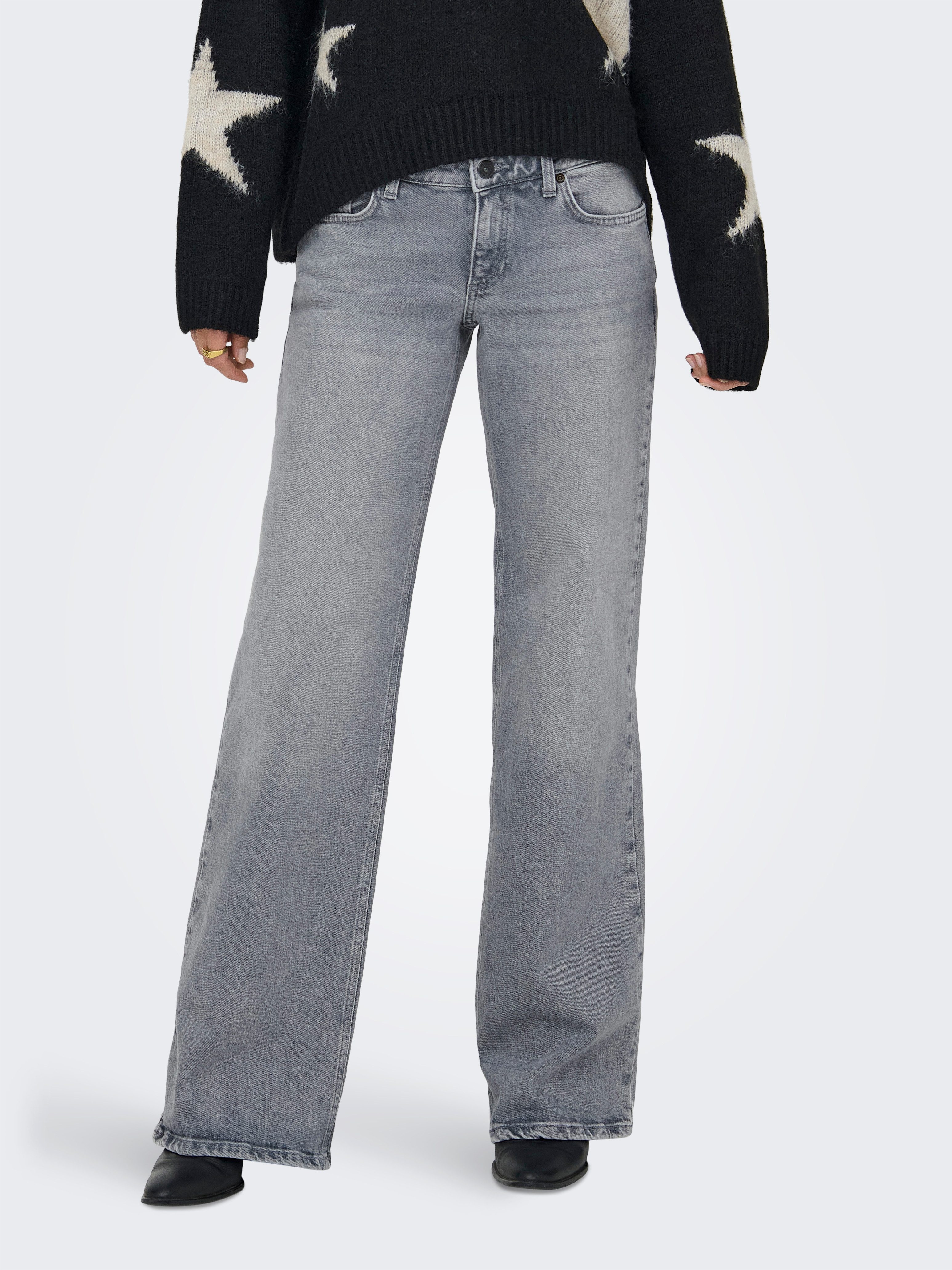 ONLY Low-rise-Jeans ONLJUICY LW WIDE LEG DNM REA707 NOOS Baumwollmischung, low waist, wide fit