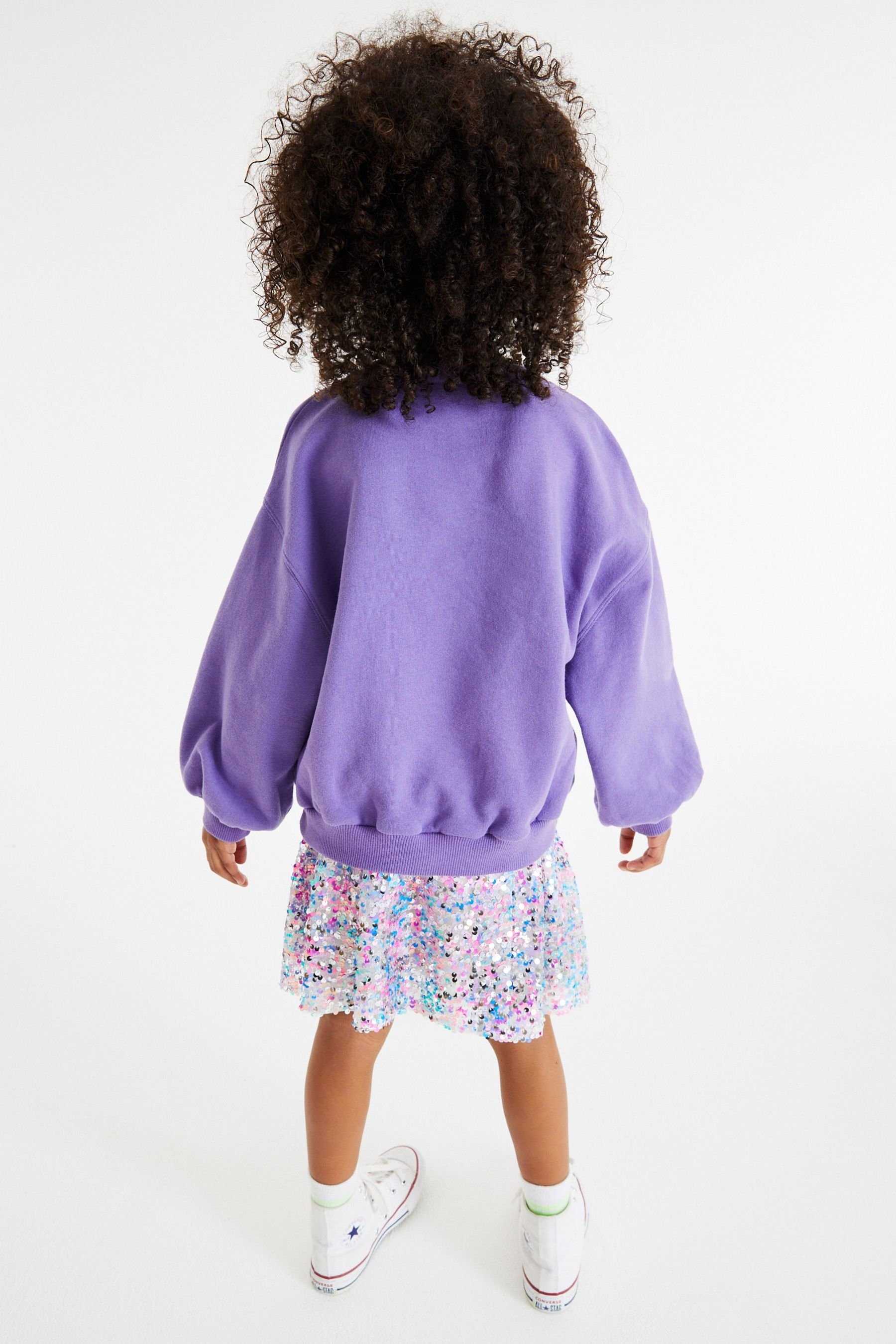 Next Rundhalsausschnitt (1-tlg) Scatter Purple Sweatshirt mit Sweatshirt Sequin