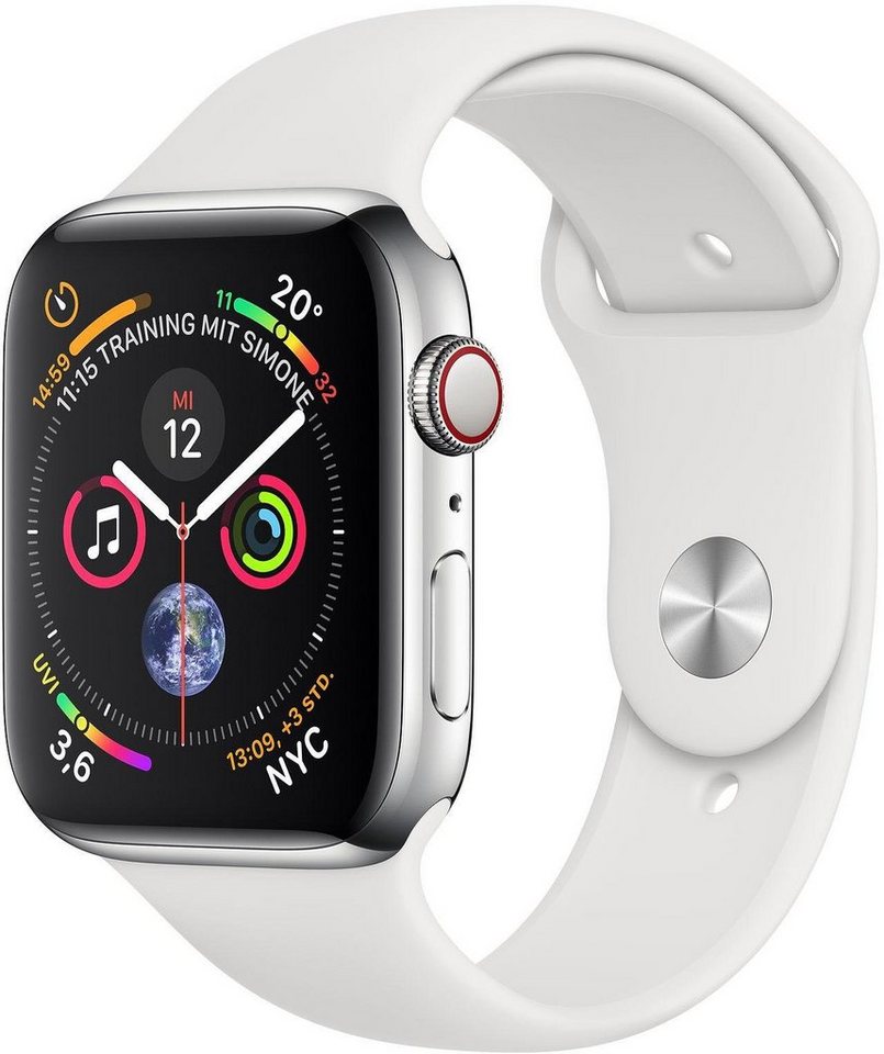 Apple Series 4 GPS + Cellular, Edelstahlgehäuse mit Sportarmband 40mm Watch (Watch OS 5, inkl