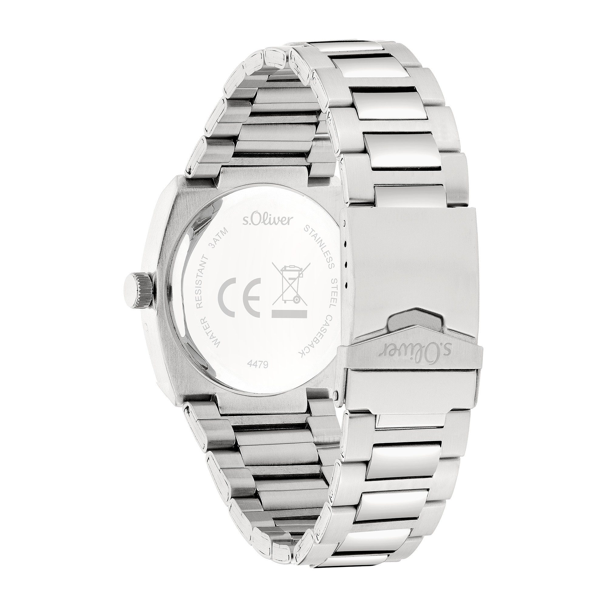 s.Oliver Quarzuhr Retro Time SO-4461-MQ, Armbanduhr, Herrenuhr, Edelstahlarmband, analog