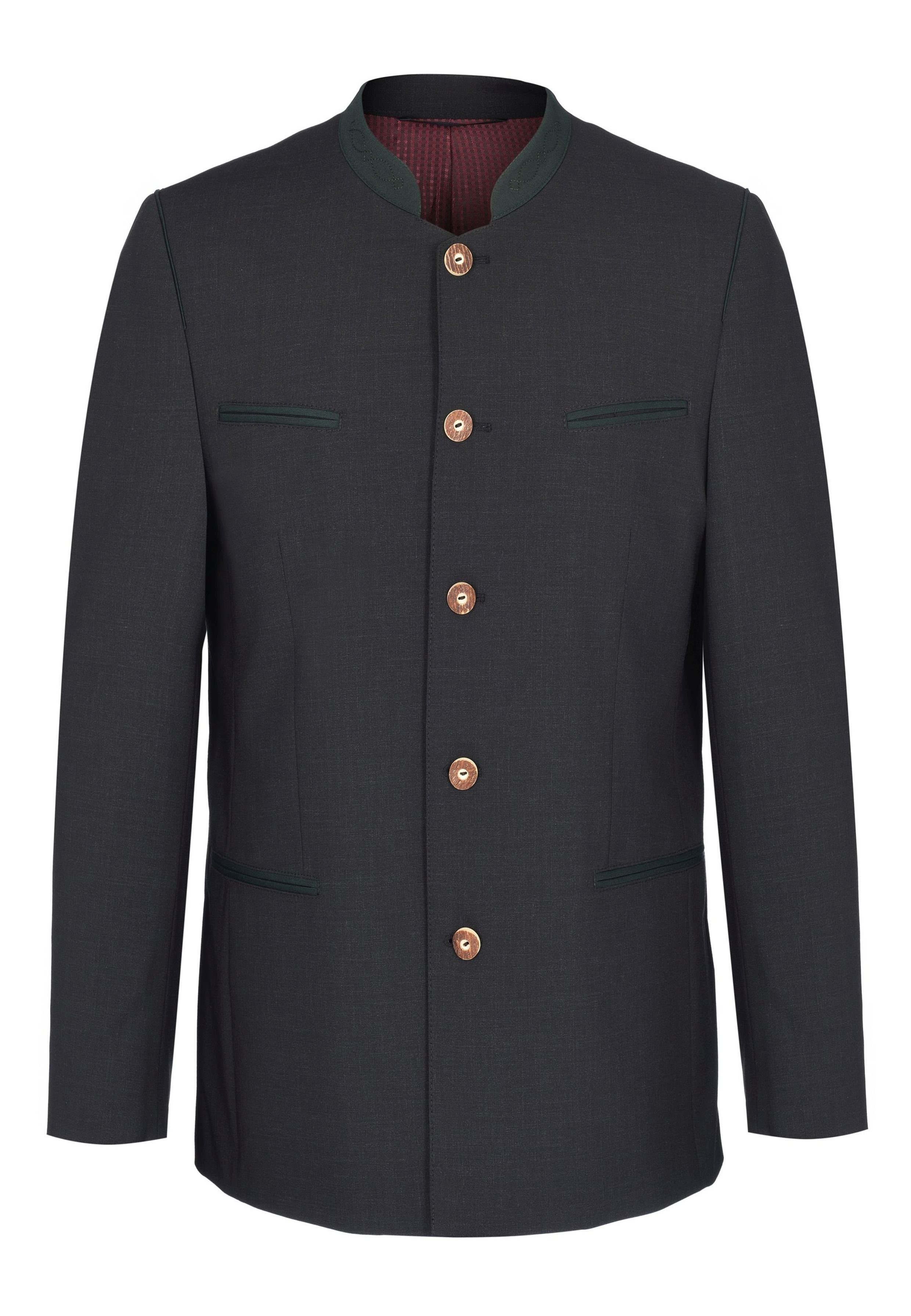 Weis Janker Trachtenjanker anthrazit mit Stehkragen und grünem Kontrast mit Stehkragen HT1