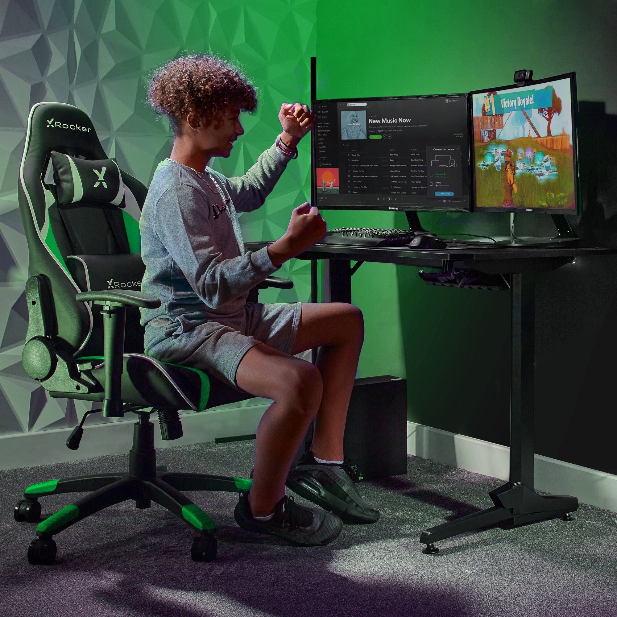 eSports & Compact Kinder Gaming-Stuhl Grün Gaming für Teenager X Agility Bürodrehstuhl Rocker