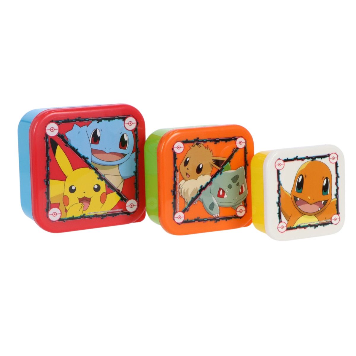 POKEMON JUEGO DE CARTAS Lunchbox 3 in 1 Snackbox für Kinder Schule Kindergarten Freizeit und Ausflüge, PP, (3-tlg)