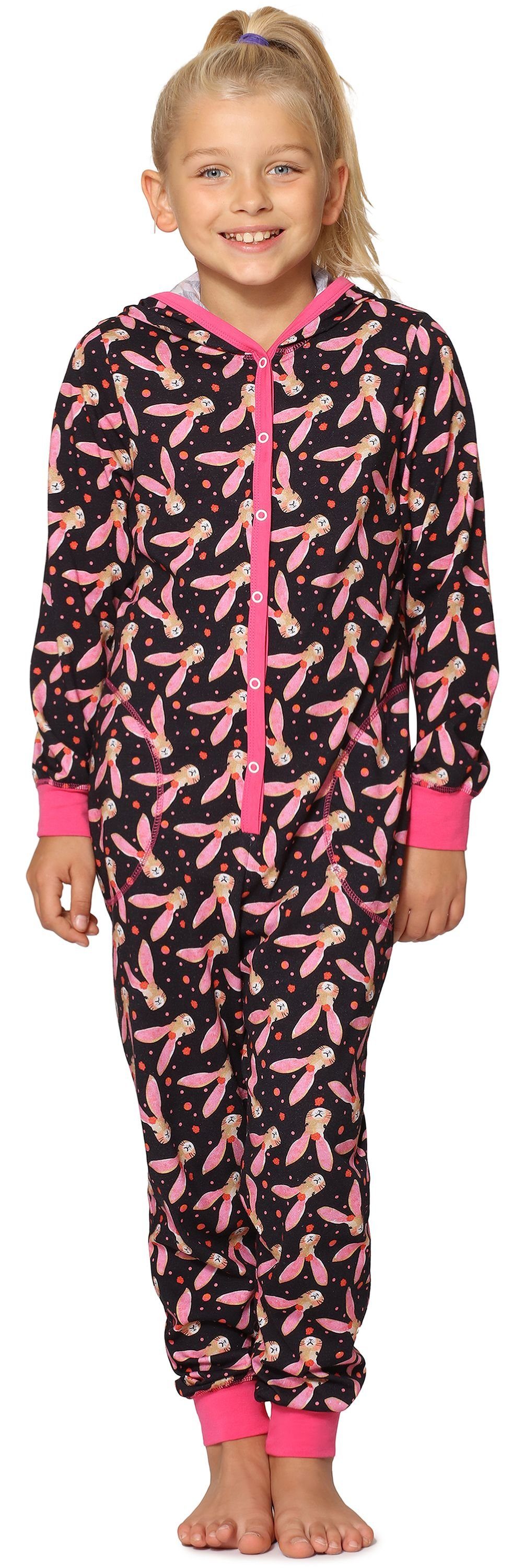Merry Style Schlafanzug Mädchen Schlafoverall mit Kapuze MS10-223 Rosa Hasen