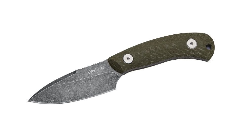 Herbertz Universalmesser Herbertz Gürtelmesser D2, grün Micarta, Lederscheide, (1 St), Scheide inklusive
