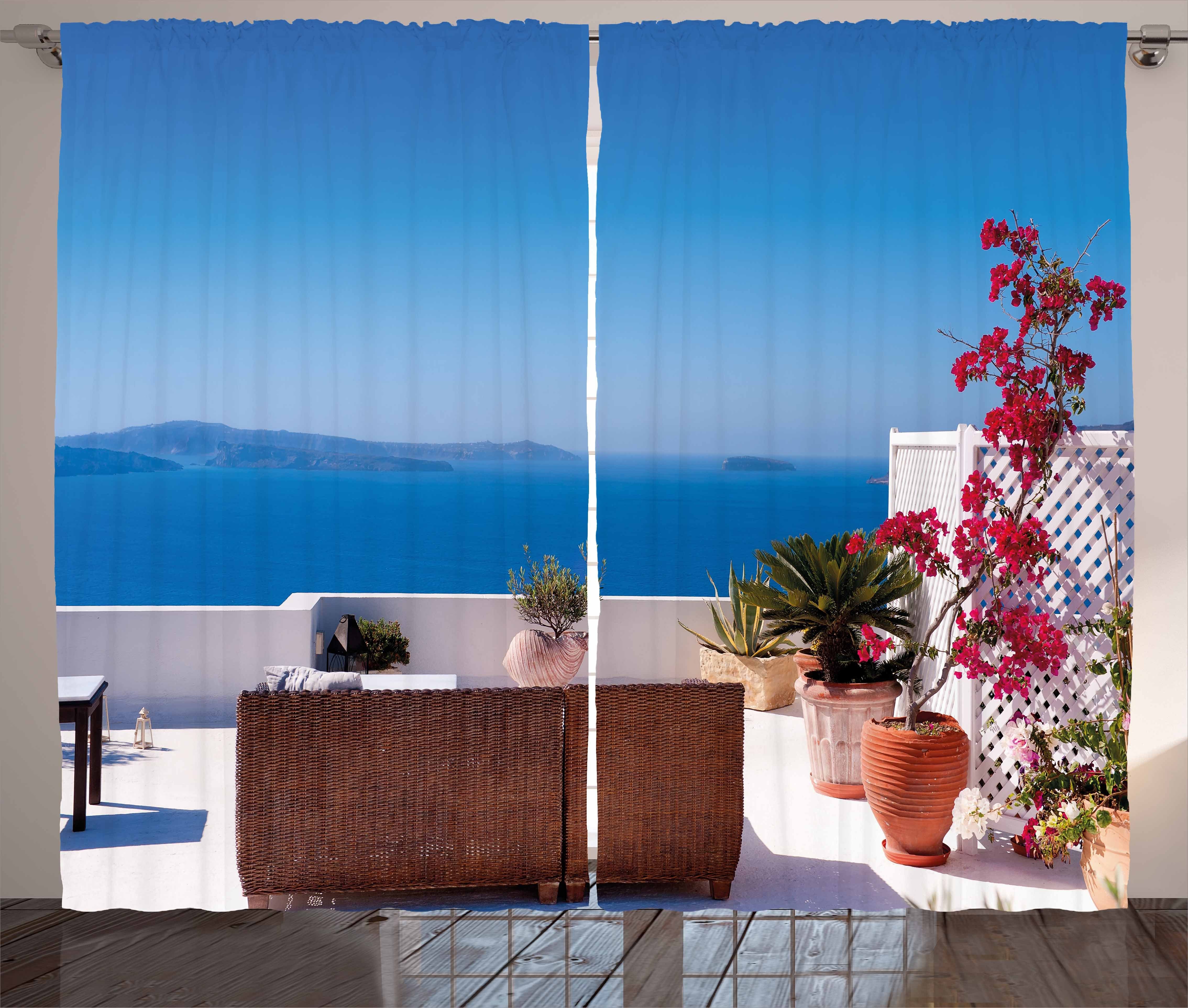 Schlaufen mit Seestück Santorini Haken, Gardine Schlafzimmer Abakuhaus, und Kräuselband Vorhang Ägäis