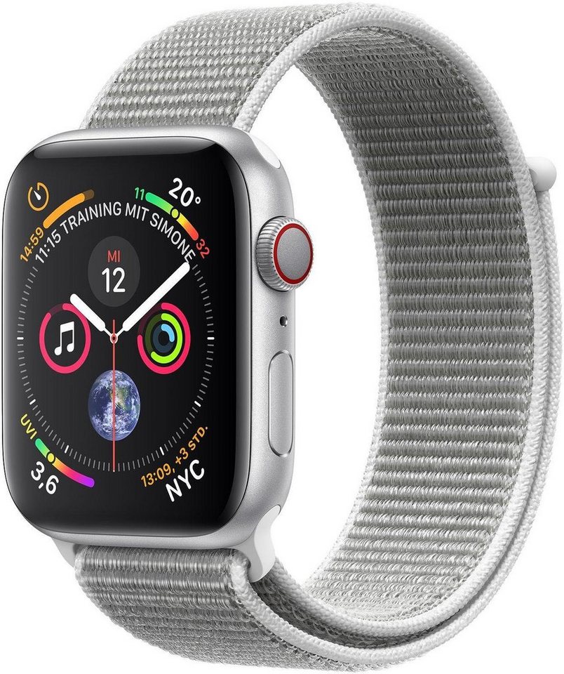 Apple Series 4 GPS + Cellular, Aluminiumgehäuse mit Sportarmband Loop 44mm Watch (watchOS 5