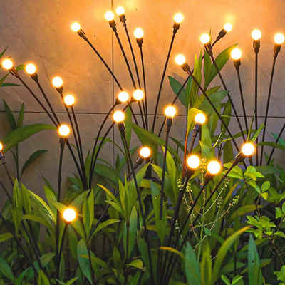 Rosnek LED Gartenleuchte 4 Stück, Solar, 8 Modi, wasserdicht, für Weg Terrasse Landschaft Deko, Warmweiß, Multicolor, Glühwürmchen Lichter, Fernbedienung, Halloween Weihnachten
