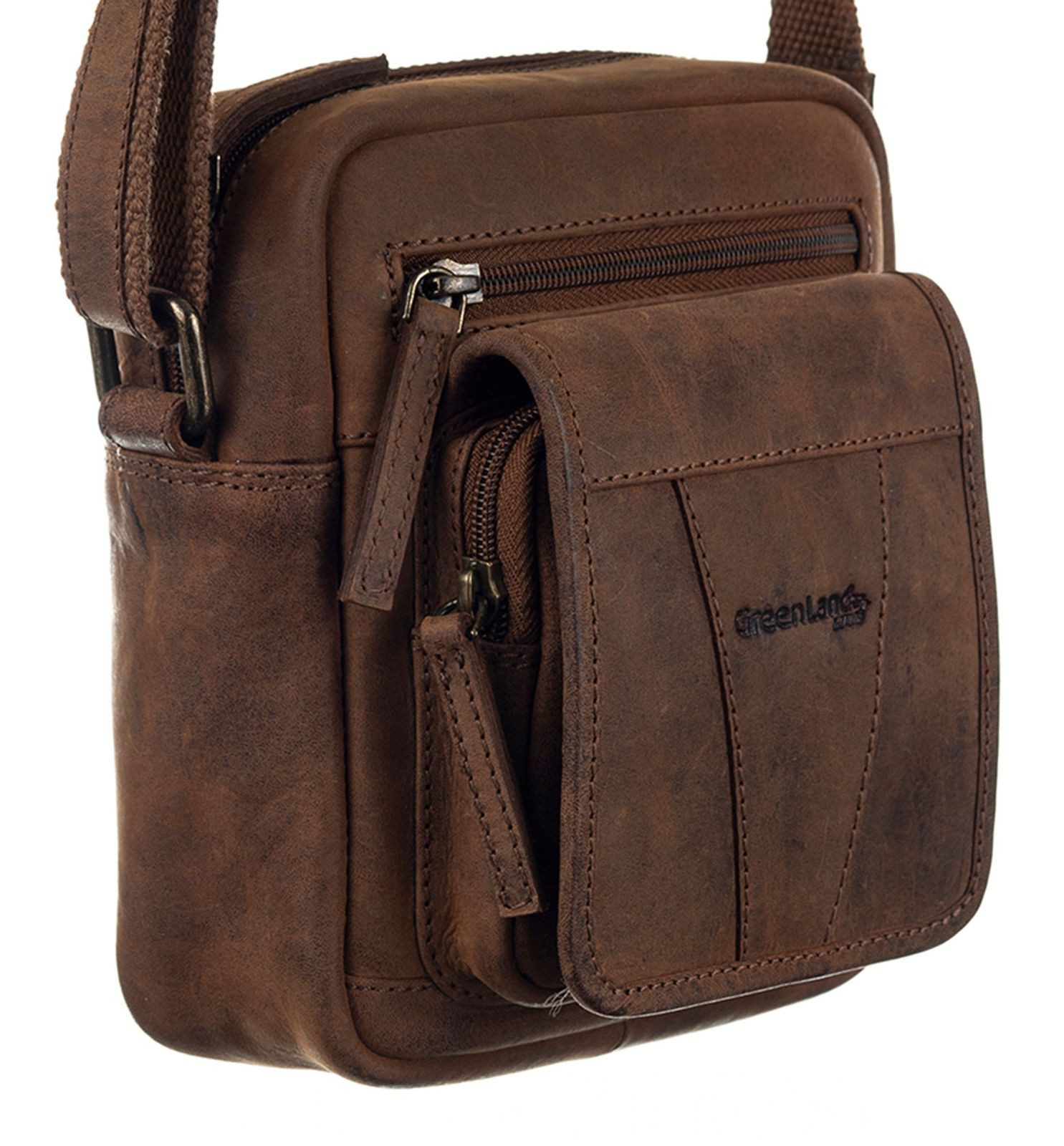 GreenLand Nature Umhängetasche Crossbody Bag, aus echtem Rindsleder