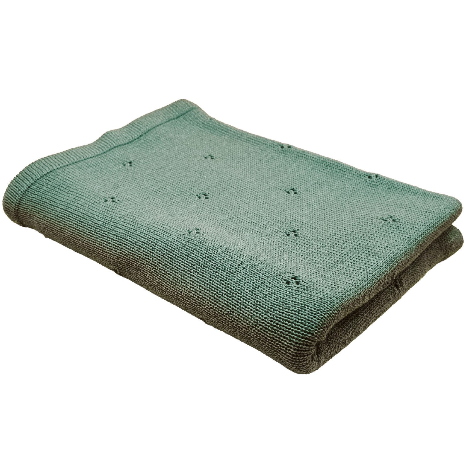 Babydecke Merinowolle Strick 75×100 cm, Blätterschming, Decke für Kinderwagen, Schlafdecke, Geschenk zur Geburt & Taufe