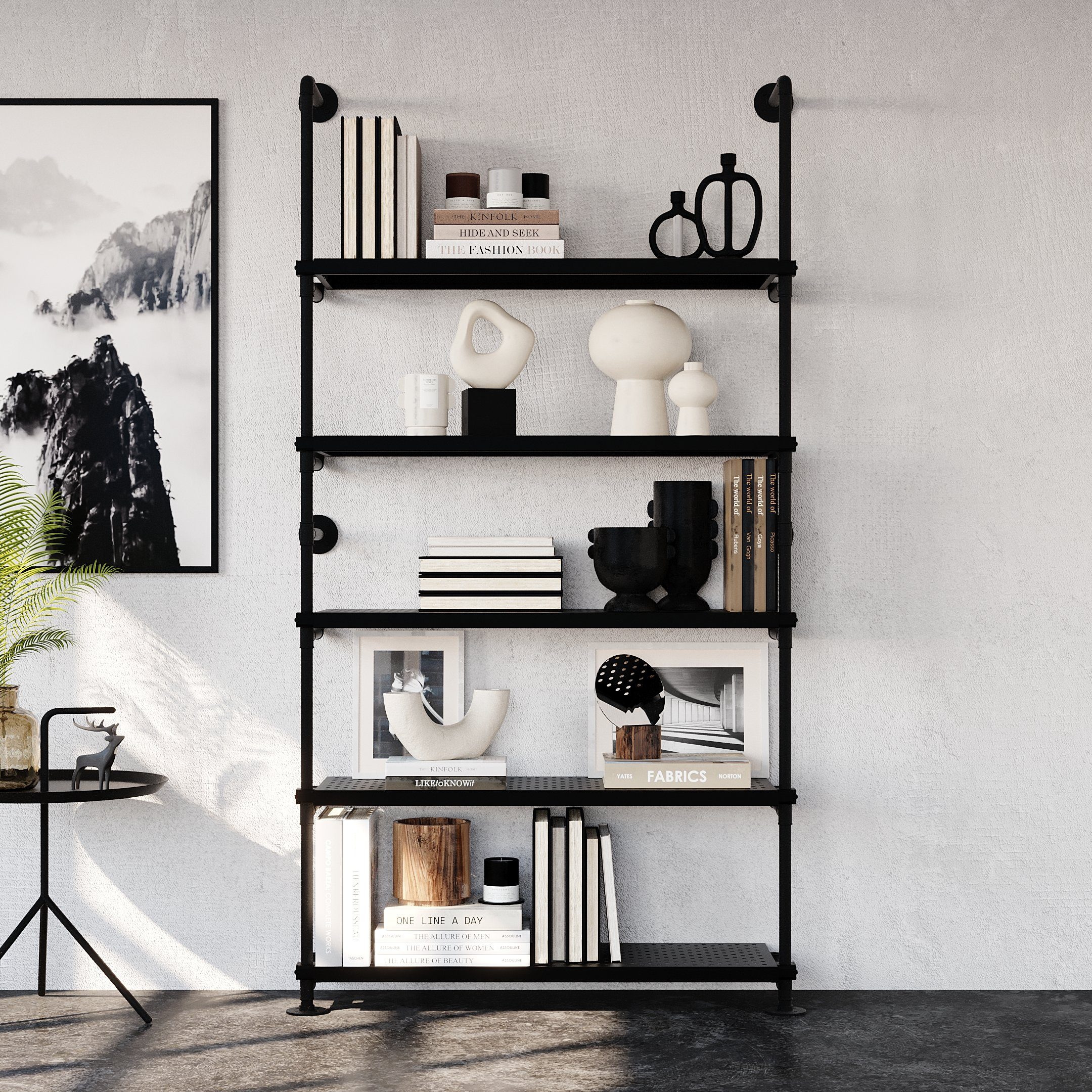 pamo. design Wandregal LENNE, Regal zur Wandmontage mit 5 Metall-Ablageflächen