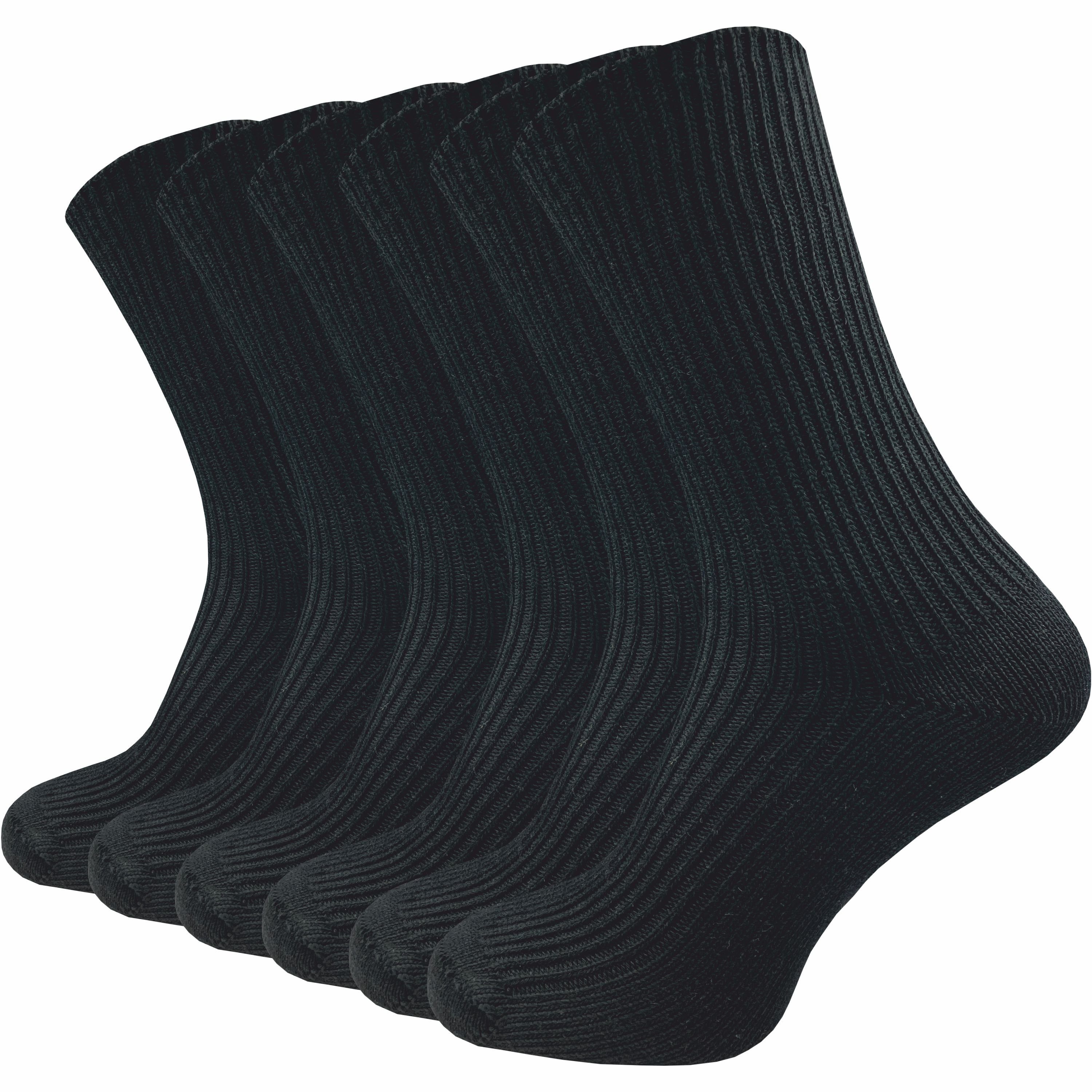 GAWILO Komfortsocken für Gummidruck Naht angenehmes gestrickt für für ohne Tragegefühl (6 schwarz grob ohne Paar) & Komfort extra Damen hohen